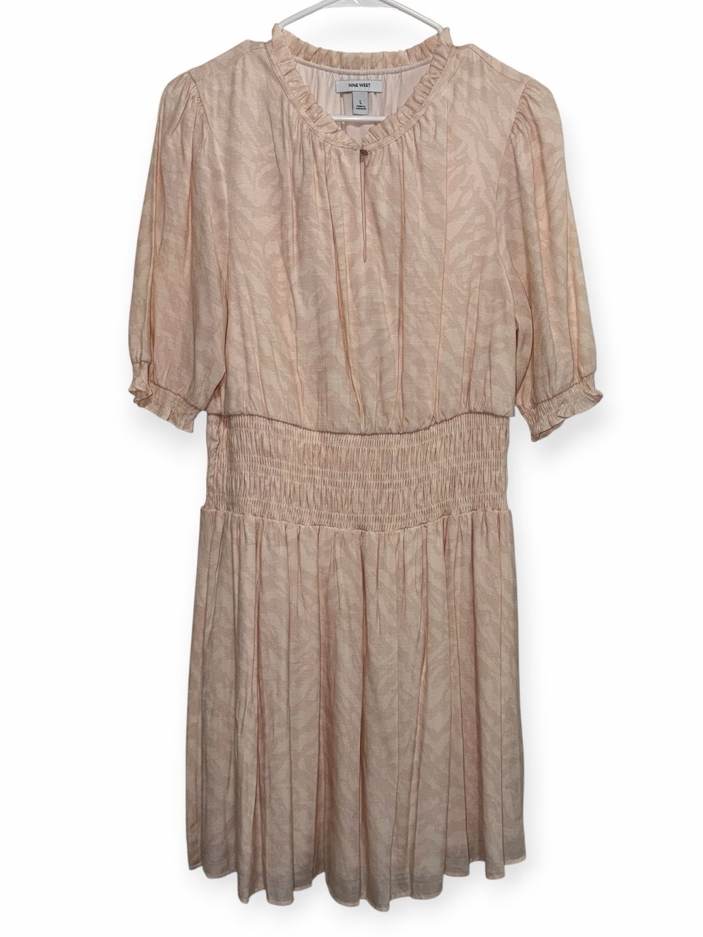 Nine West Light Pink Smocked Mini Dress